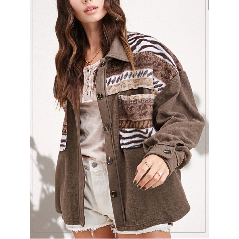 Oversized animal print jacket
